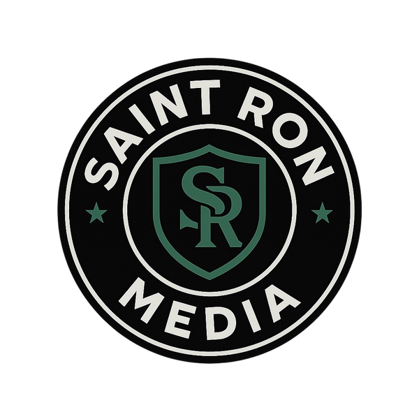 Saint Ron Media badge logo